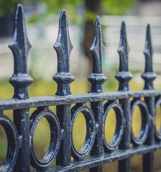 detail of wrought iron fence of the railing 2 flossmoor il