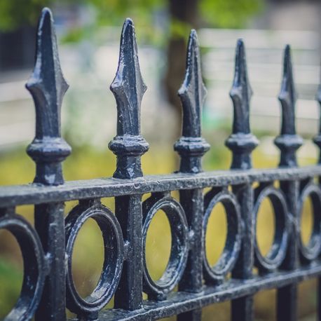 detail of wrought iron fence of the railing flossmoor il
